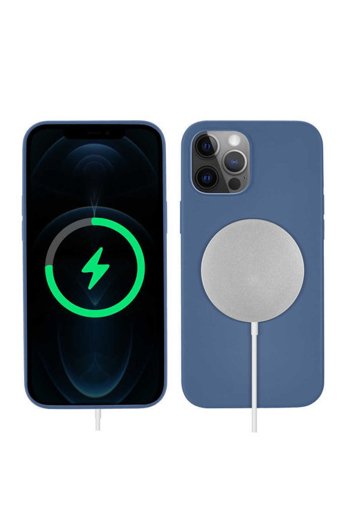 Uyumlu Iphone 12 Pro Max Kılıf Silksafe Wireless Kapak - Mavi