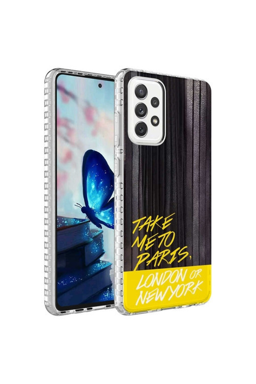 Galaxy A72 Kılıf Airbag Kenarlı Renkli Desenli Silikon Elegans Kapak