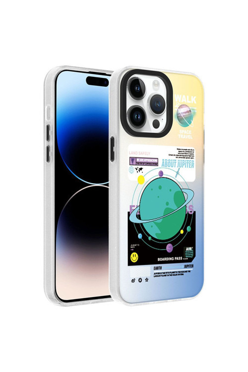 İphone 14 Pro Uyumlu Desenli Mkc Dragon Sert Kılıf-Gezegen