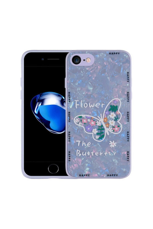 Apple Iphone Se 2022 Uyumlu Kılıf Desenli Sert Silikon Mumila Kapak (Lilac Flower)