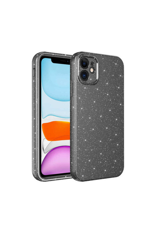 Kilifdakilif İphone 11 Uyumlu Kamera Korumalı Simli Lüks Koton Kılıf-Gri