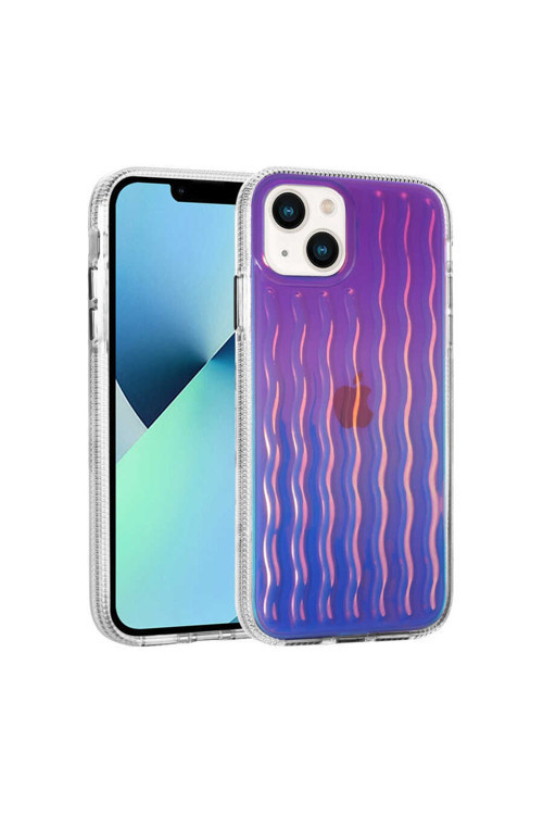 Apple Iphone 14 Uyumlu Kılıf Kabartmalı Dalga Tasarımlı Silikon Ismira Kapak (No10)