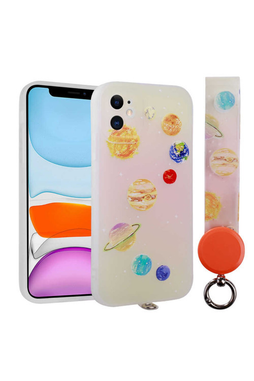Apple Iphone 11 Uyumlu Kılıf Desenli El Askılı Ipli Arte Silikon Kapak (No5)