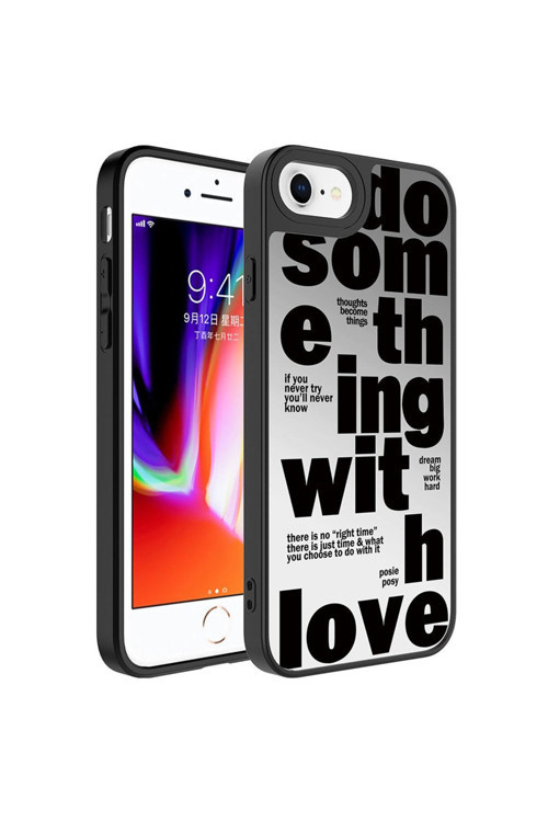 İphone Se 2022 Uyumlu Aynalı Desenli Kamera Korumalı Parlak Mkc Mirror Kılıf-Love