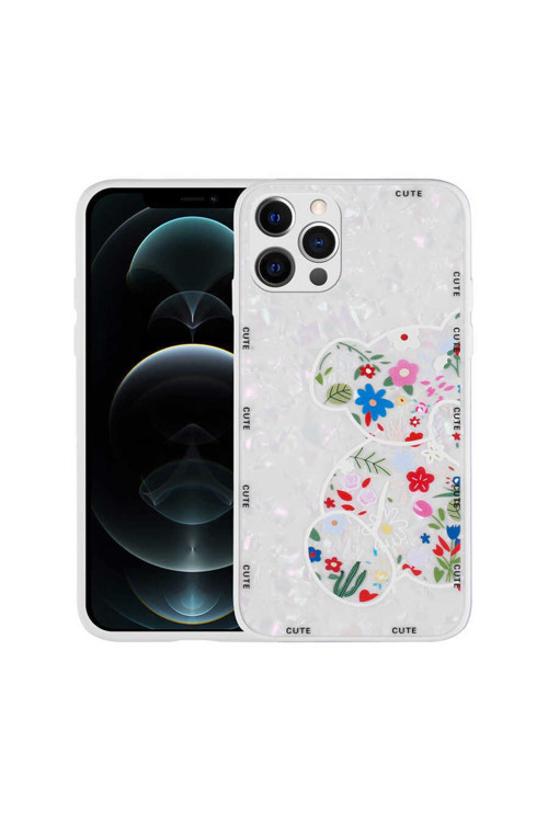Apple Iphone 13 Pro Uyumlu Kılıf Desenli Sert Silikon Mumila Kapak (White Bear)