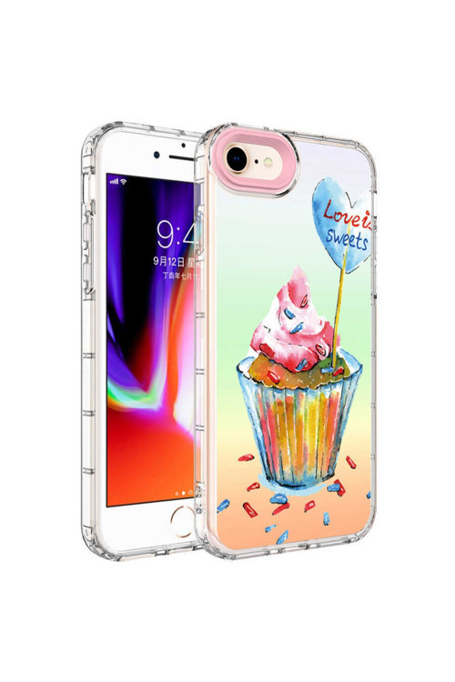 Apple Iphone Se 2022 Kılıf Kamera Korumalı Renkli Desenli Sert Silikon Korn Kapak - No15