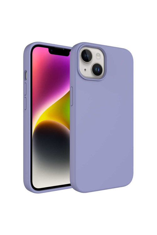 Apple Iphone 14 Uyumlu Kılıf Sıvı Teknolojili Silinebilir Sert Kivi Kapak (Lavendery Gray)