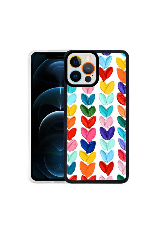İphone 12 Pro Max Uyumlu Mkc M-Fit Desenli Kılıf-Heart No6