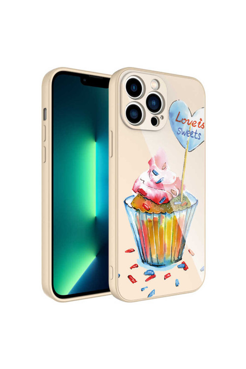 İphone 13 Pro Max Uyumlu Kamera Korumalı Desenli Sert Silikon Epoksi Kılıf-No8