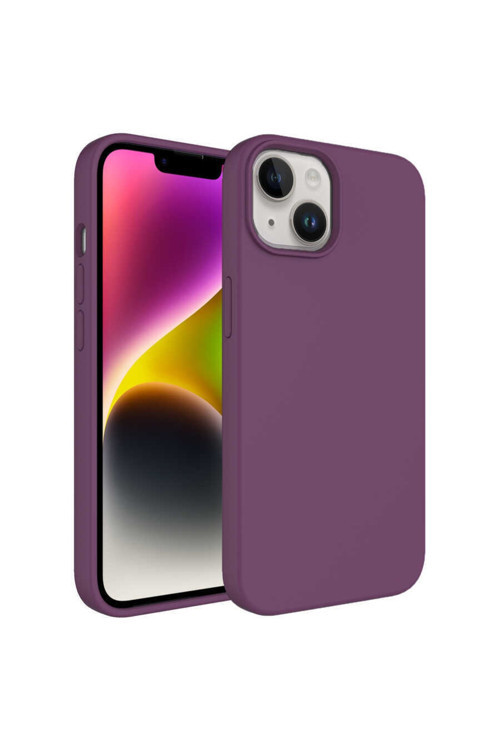 Apple Iphone 14 Uyumlu Kılıf Sıvı Teknolojili Silinebilir Sert Kivi Kapak (Mor)