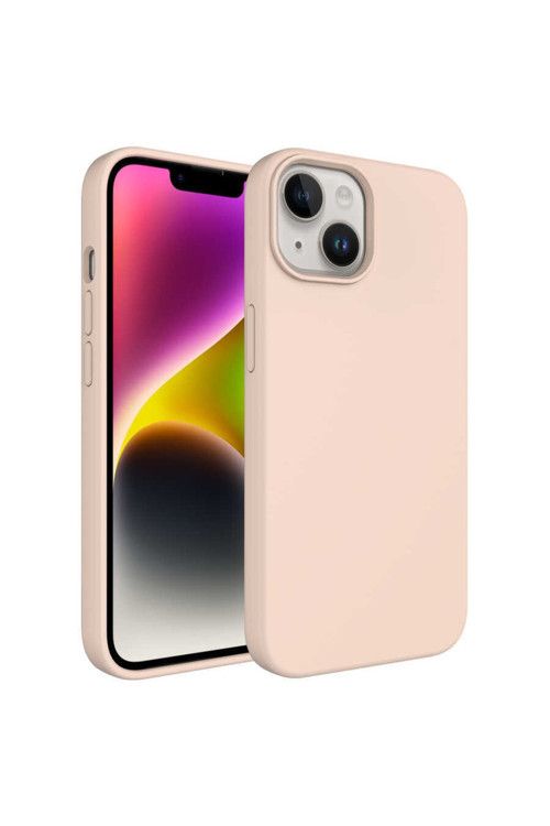 Apple Iphone 14 Uyumlu Kılıf Sıvı Teknolojili Silinebilir Sert Kivi Kapak (Pembe Açık)