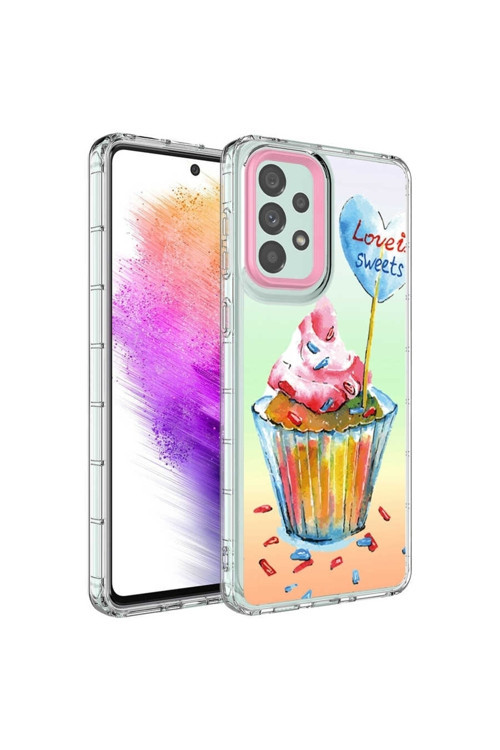 Galaxy A13 4G Kılıf Kamera Korumalı Renkli Desenli Sert Silikon Korn Kapak