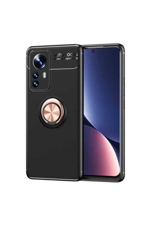 Xiaomi Mi 12 Uyumlu Kılıf Ravel Silikon Kapak Renk Siyah-Rose Gold
