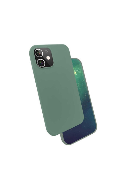 Apple Iphone 12 Mini Uyumlu Kılıf Silk Silikon (Koyu Yeşil)