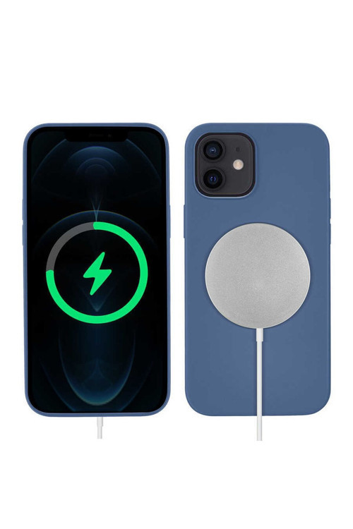 Apple Iphone 12 Mini Uyumlu Kılıf Silksafe Wireless Kapak (Mavi)