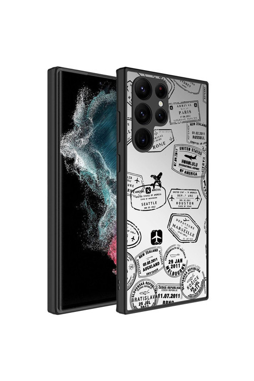 Galaxy S23 Ultra Aynalı Desenli Kamera Korumalı Parlak Mkc Mirror Kılıf-Seyahat