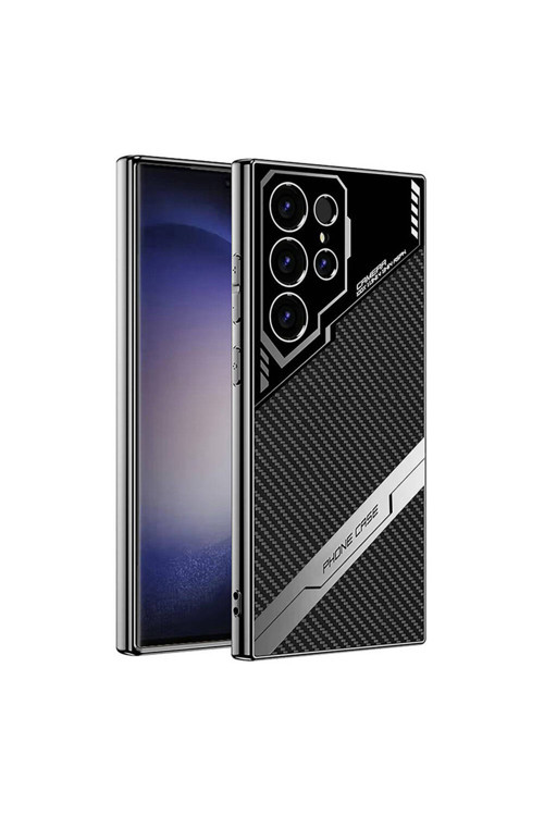 Galaxy S23 Ultra Kılıf Kamera Korumalı Karbon Tasarım Yeni Seri Procase Kapak-Siyah Karbon