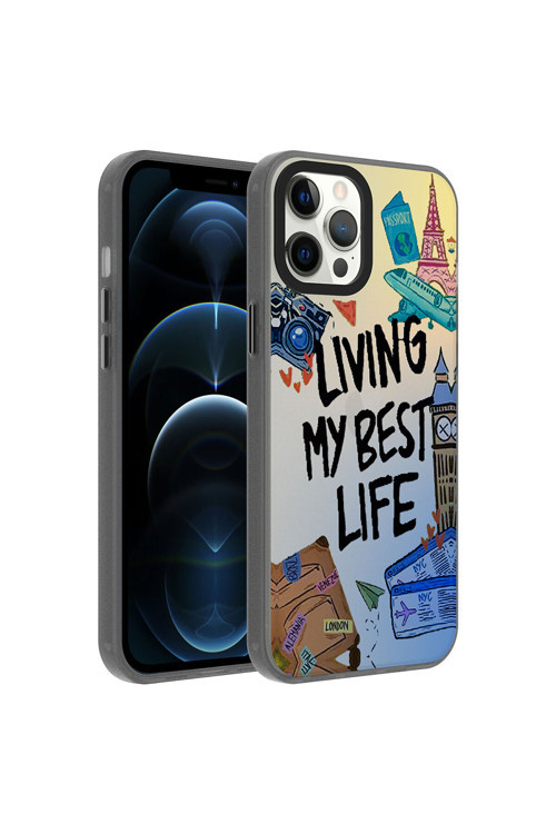 İphone 12 Pro Uyumlu Desenli Brt Dragon Sert Kılıf-Seyahat