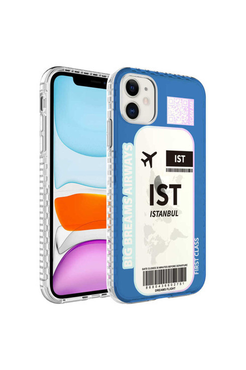 İphone 11 Uyumlu Airbag Kenarlı Renkli Desenli Silikon Csm Elegans Kılıf-No4
