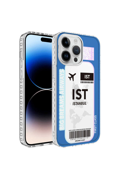 İphone 14 Pro Max Uyumlu Airbag Kenarlı Renkli Desenli Silikon Elegans Kılıf-No4