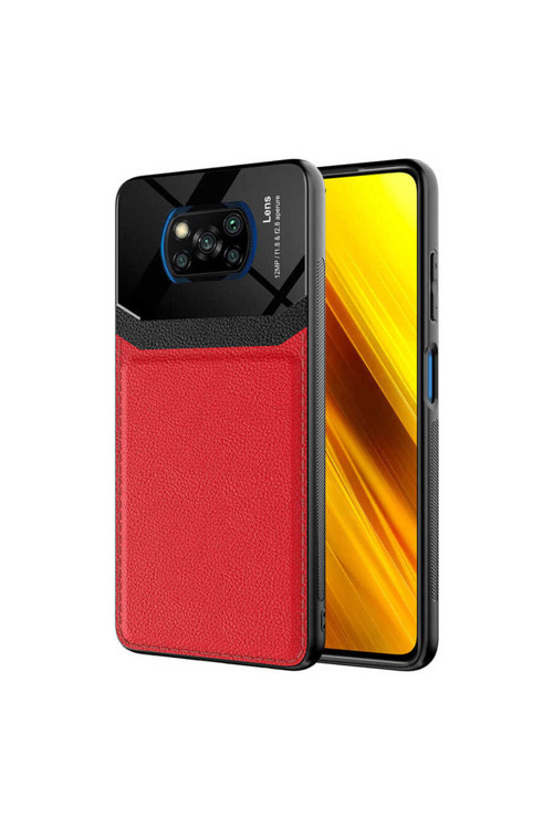 Xiaomi Poco X3 Uyumlu Kılıf Emiks Kapak-Kırmızı