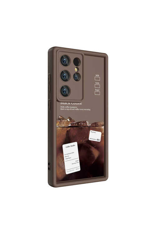 Galaxy S23 Ultra Kılıf Kamera Korumalı Baskılı Arka Yüzey Tygo Klas Kapak - Koyu Kahve