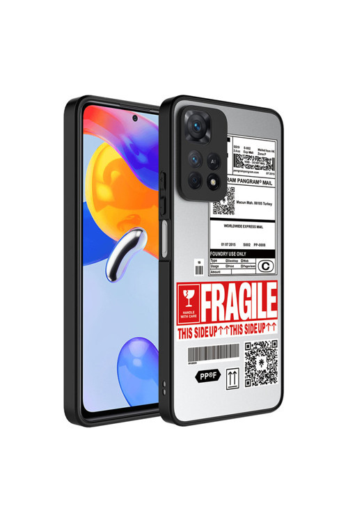 Redmi Note 11 Pro 5G Kılıf Aynalı Desenli Kamera Korumalı Parlak Omsy Mirror Kapak - Fragile