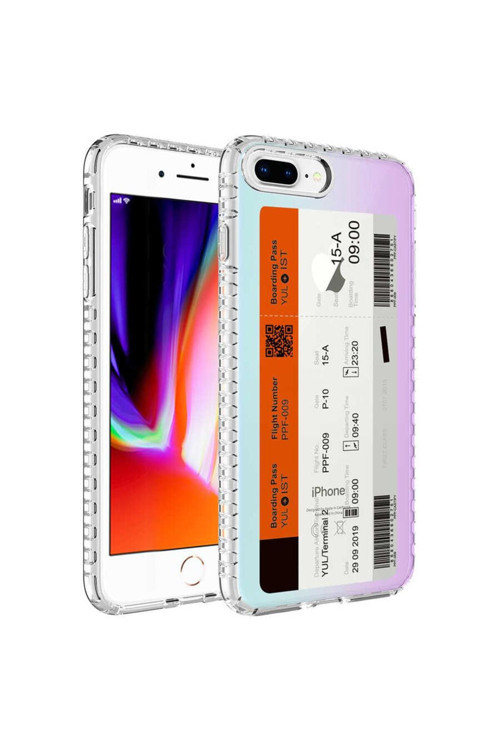 Apple İphone 8 Plus Kılıf Airbag Kenarlı Renkli Desenli Silikon Elegans Kapak