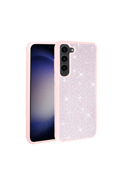 Galaxy S23 Parlak Taşlı Tasarım Ston Kılıf-Pembe