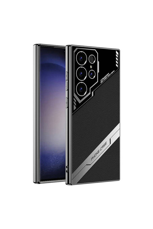 Galaxy S23 Ultra Kılıf Kamera Korumalı Suni Deri Tasarım Yeni Seri Procase Kapak-Siyah