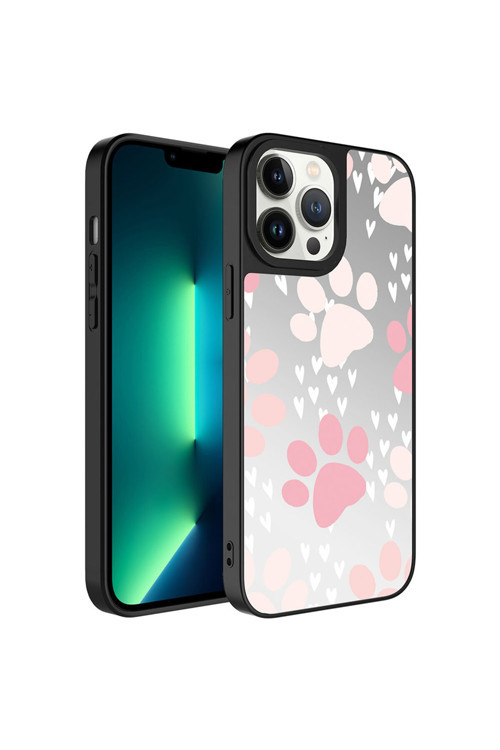 İphone 13 Pro Uyumlu Aynalı Desenli Kamera Korumalı Parlak Mirror Kılıf-Nsmi