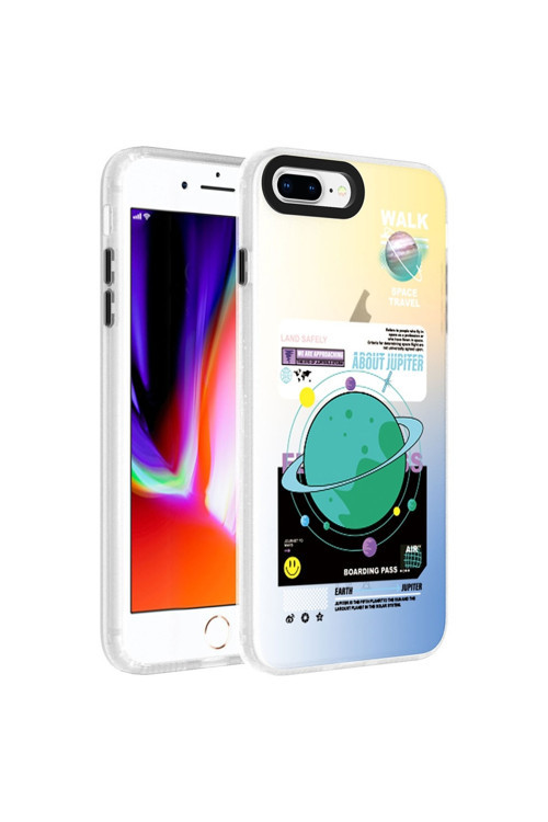 İphone 8 Plus Uyumlu Kılıf Desenli Dragon Sert Kapak (Gezegen)