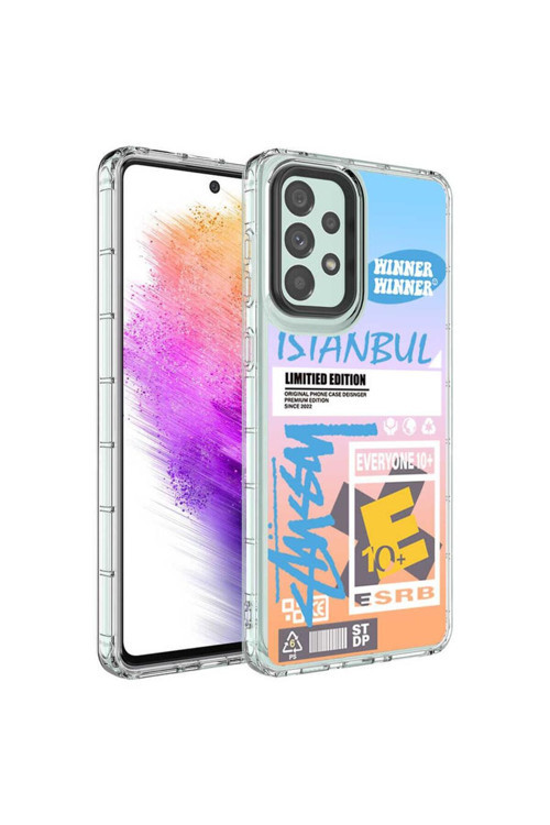 Galaxy A73 Kılıf Kamera Korumalı Renkli Desenli Sert Silikon Korn Kapak