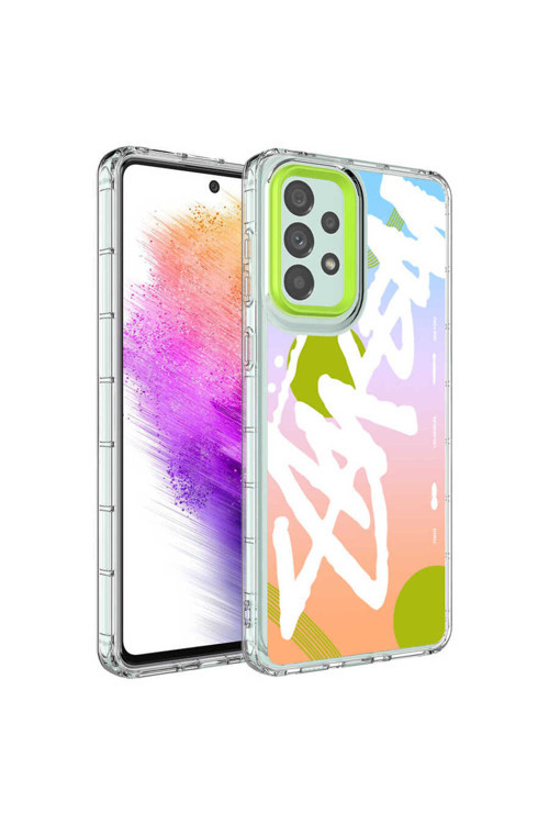 Galaxy A13 4G Kılıf Kamera Korumalı Renkli Desenli Sert Silikon Korn Kapak - No2