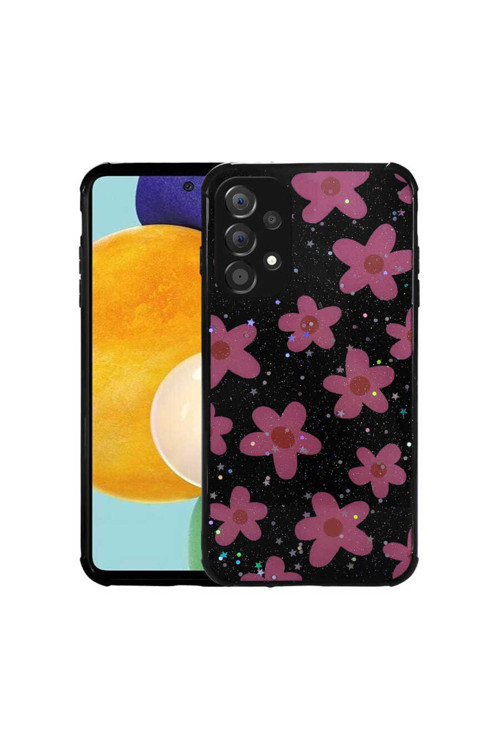 Galaxy A23 Simli Desenli Kamera Korumalı Parlak Popy Kapak-Çiçek