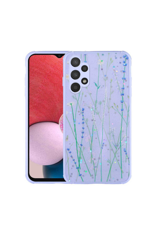 Galaxy A13 4G Kılıf Simli Desenli Kamera Korumalı Parlak Popy Kapak