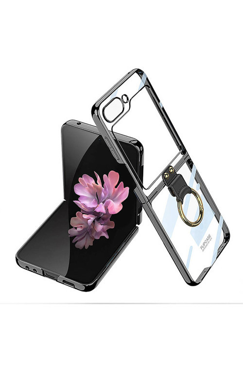 Galaxy Z Flip 6 Kılıf Svl Yüzüklü Kıpta Kapak-Siyah