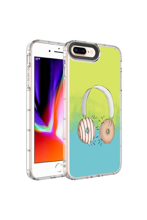 İphone 8 Plus Kılıf Kamera Korumalı Renkli Desenli Sert Silikon Korn Kapak - No14