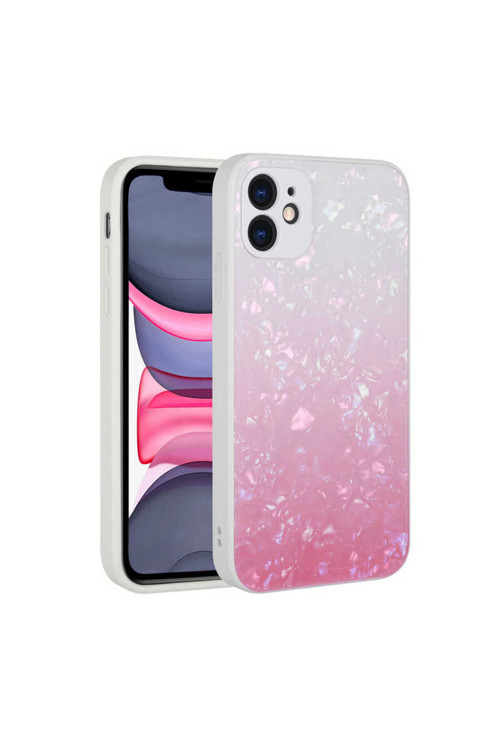 İphone 11 Uyumlu Renk Geçişli Mermer Desenli Sert Silikon Myst Granit Kılıf-No1