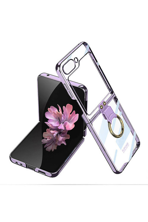 Galaxy Z Flip 6 Kılıf Yüzüklü Kıpta Kapak-Lila