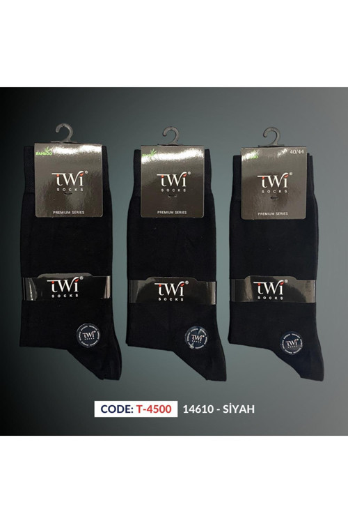 Twisocks Bambu Soket Düz Siyah Çorap 12'li