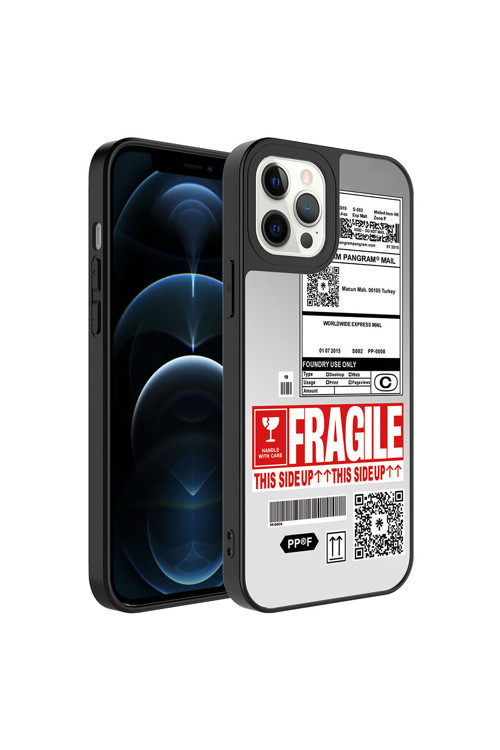 Apple Iphone 12 Pro Max Uyumlu Kılıf Aynalı Fragile Desenli Kamera Korumalı Parlak Mirror Kapak