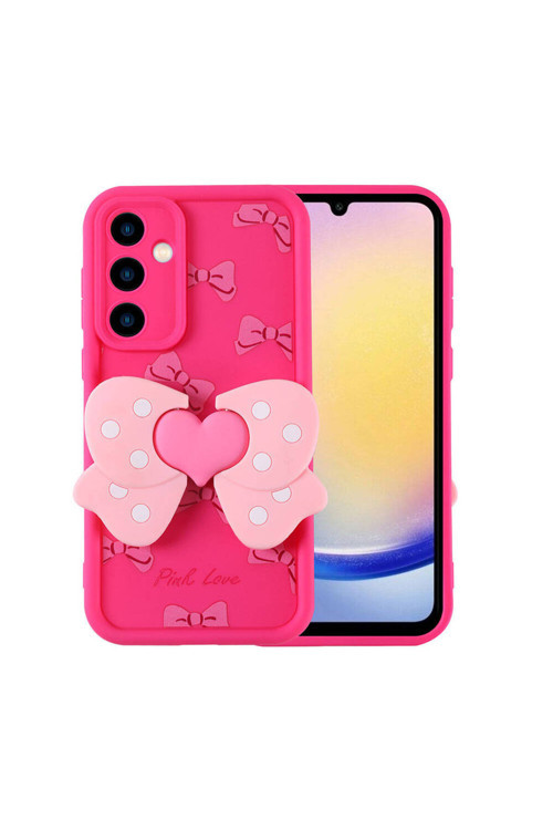 Galaxy A25 Kılıf Kamera Korumalı Figür Tasarımlı Kapya Kapak-Pembe Koyu