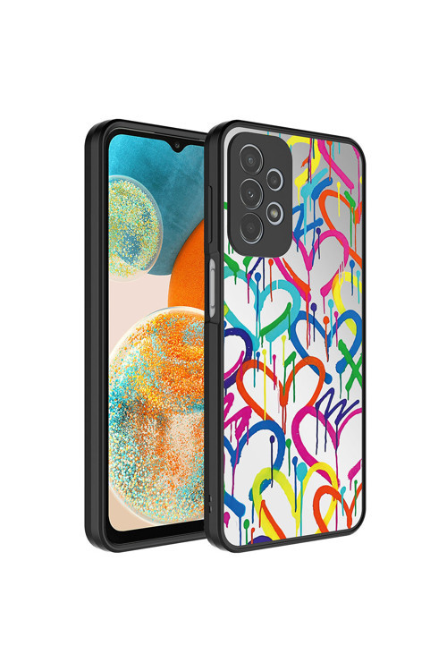 Galaxy A53 5G Kılıf Aynalı Desenli Kamera Korumalı Parlak Wnx Mirror Kapak - Kalp