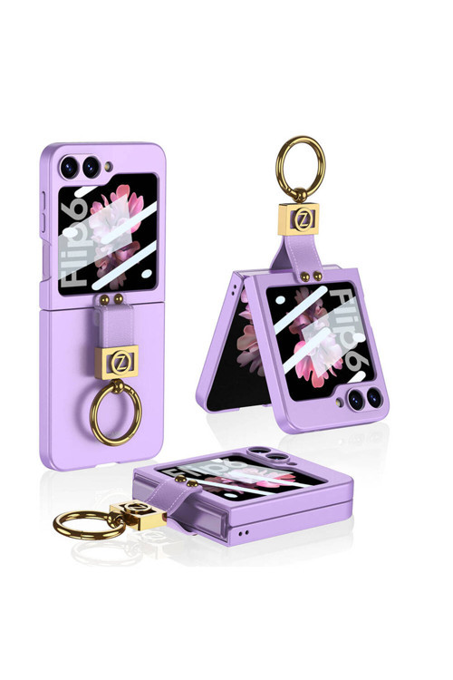 Galaxy Z Flip 6 Kılıf Z Harfli Yüzüklü Kıpta Kapak-Lila