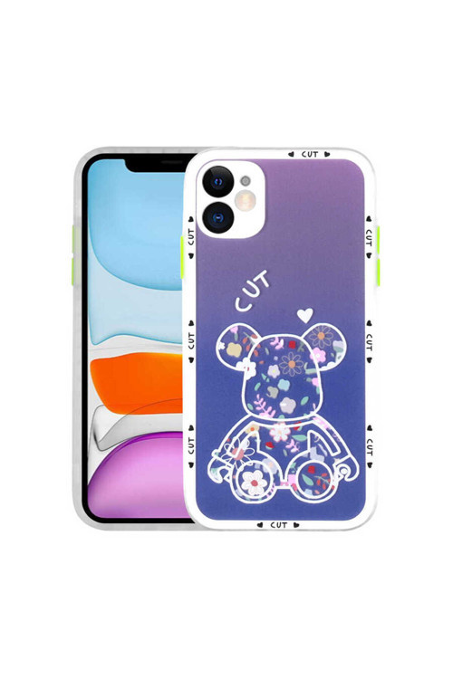 İphone 11 Uyumlu Kamera Korumalı Desenli Sert Hess Kılıf-No3