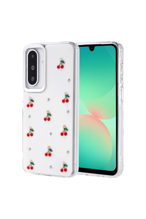 Batuteknoloji Galaxy A26 Kılıf Airbag Tasarımlı Simli Şeffaf Kutup Kapak - Kiraz