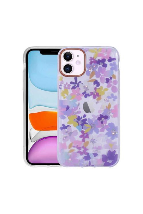 İphone 11 Uyumlu Desenli Simli Sert İnka Kılıf-No4