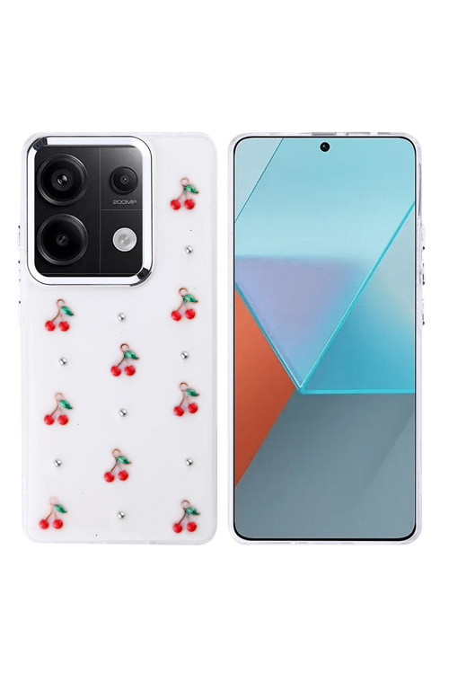 Maxisepet Redmi Note 13 Pro 4G Kılıf Airbag Tasarımlı Simli Şeffaf Mxsp Kutup Kapak - Kiraz