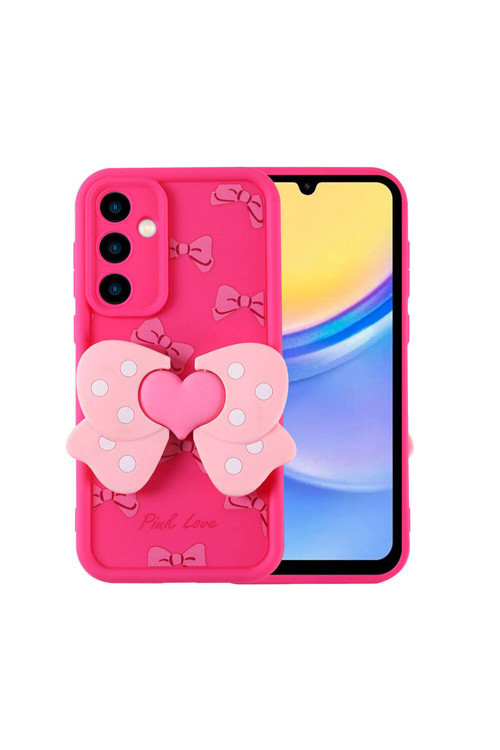 Galaxy A15 Kılıf Kamera Korumalı Figür Tasarımlı Gllp Kapya Kapak - Pembe Koyu